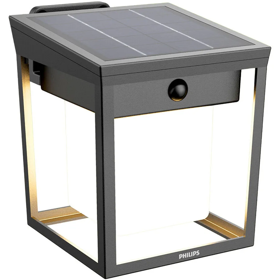 Solarlampe Philips Grau Metall 12.3 cm 14.2 cm - Farbe: anthrazit - LED - Lichtfarbe: Warmweiss - LED Energiesparlampen