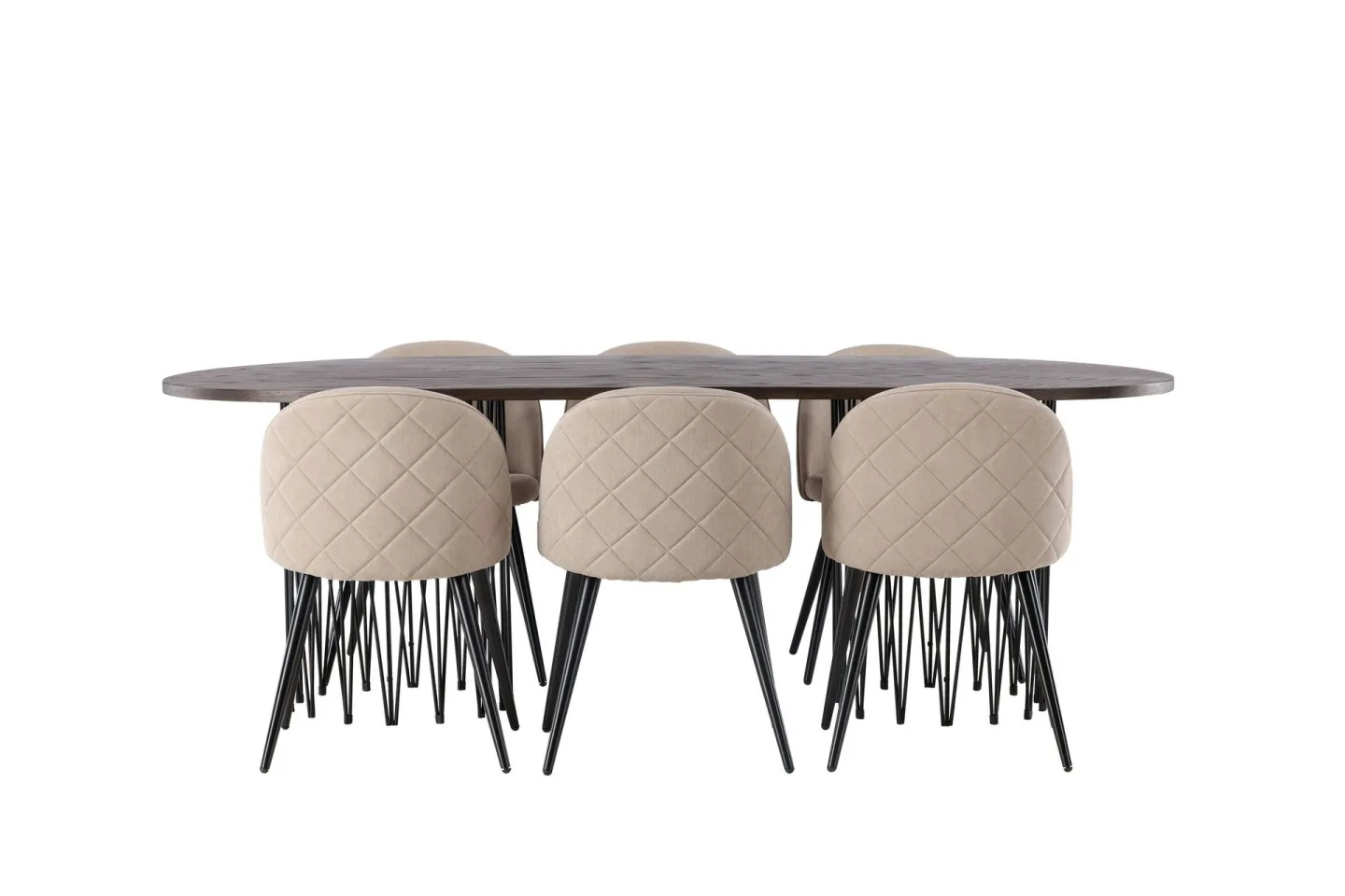 Stone Matgrupp 220 cm Rektangulär med 6 Velvet stolar - Beige