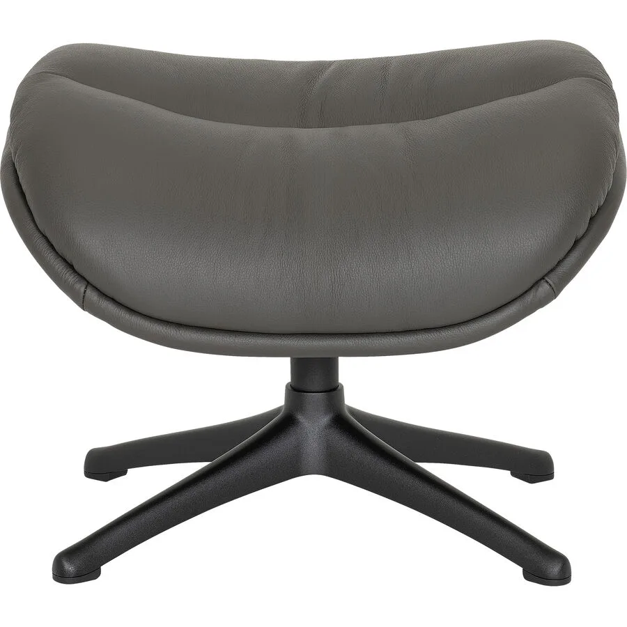Hocker Samir Grau, Schwarz Leder, Metall B 44 H 39 cm