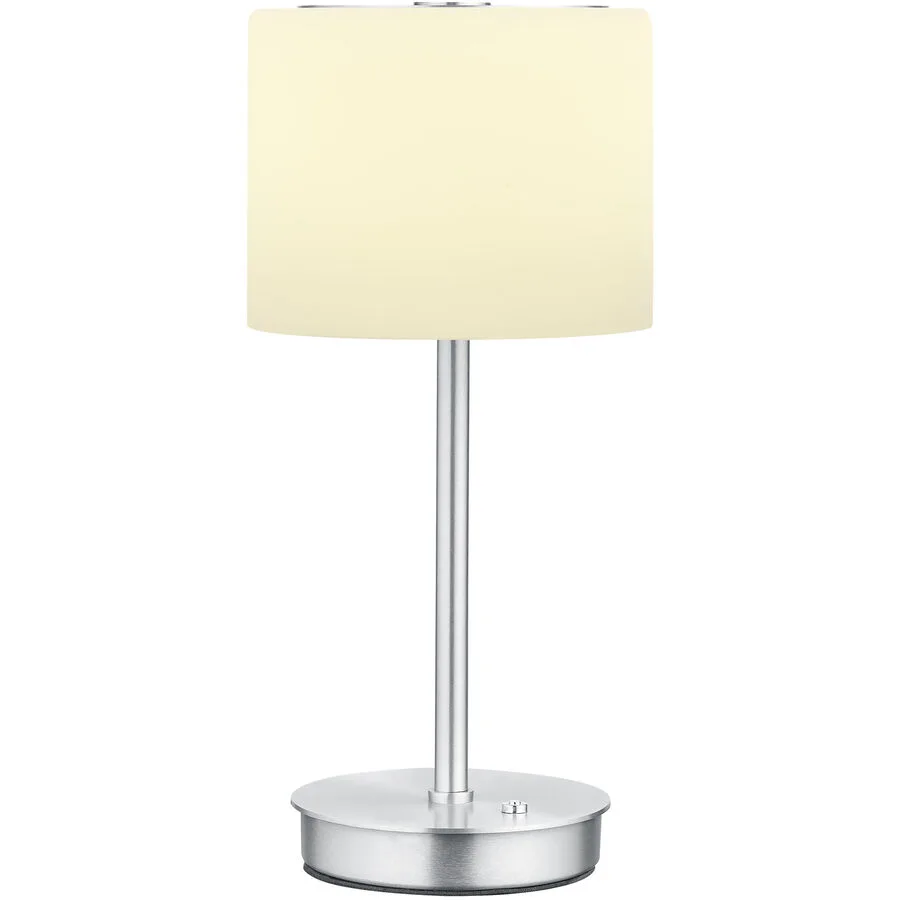 Tischlampe Abby Silber/Weiss Metall/Glas 15.6 cm 34 cm - Farbe: silber, weiss - LED - Lichtfarbe: Extra warmweiss - Material: Metall, Glas -