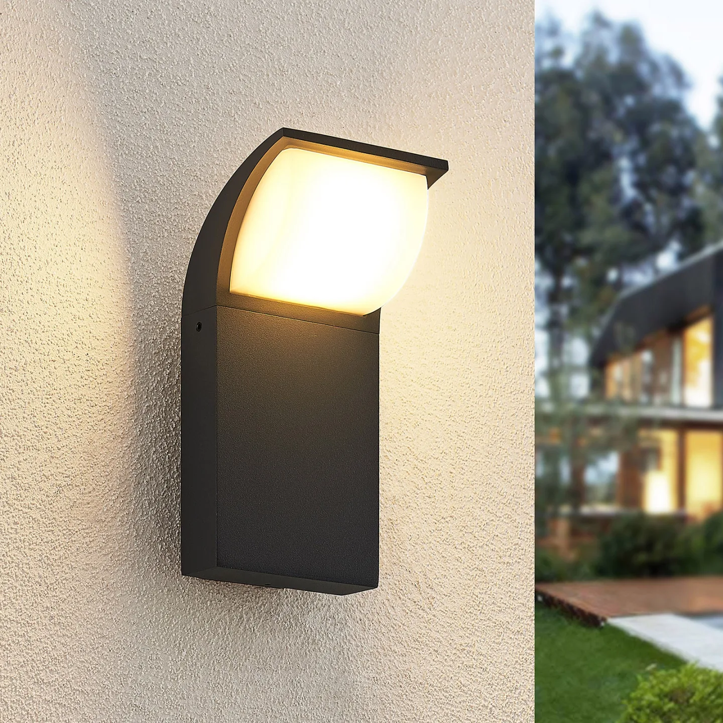 Tinna LED Außenwandleuchte Anthracite - Lucande - Balkon - Modern - Aluminium - Einflammig