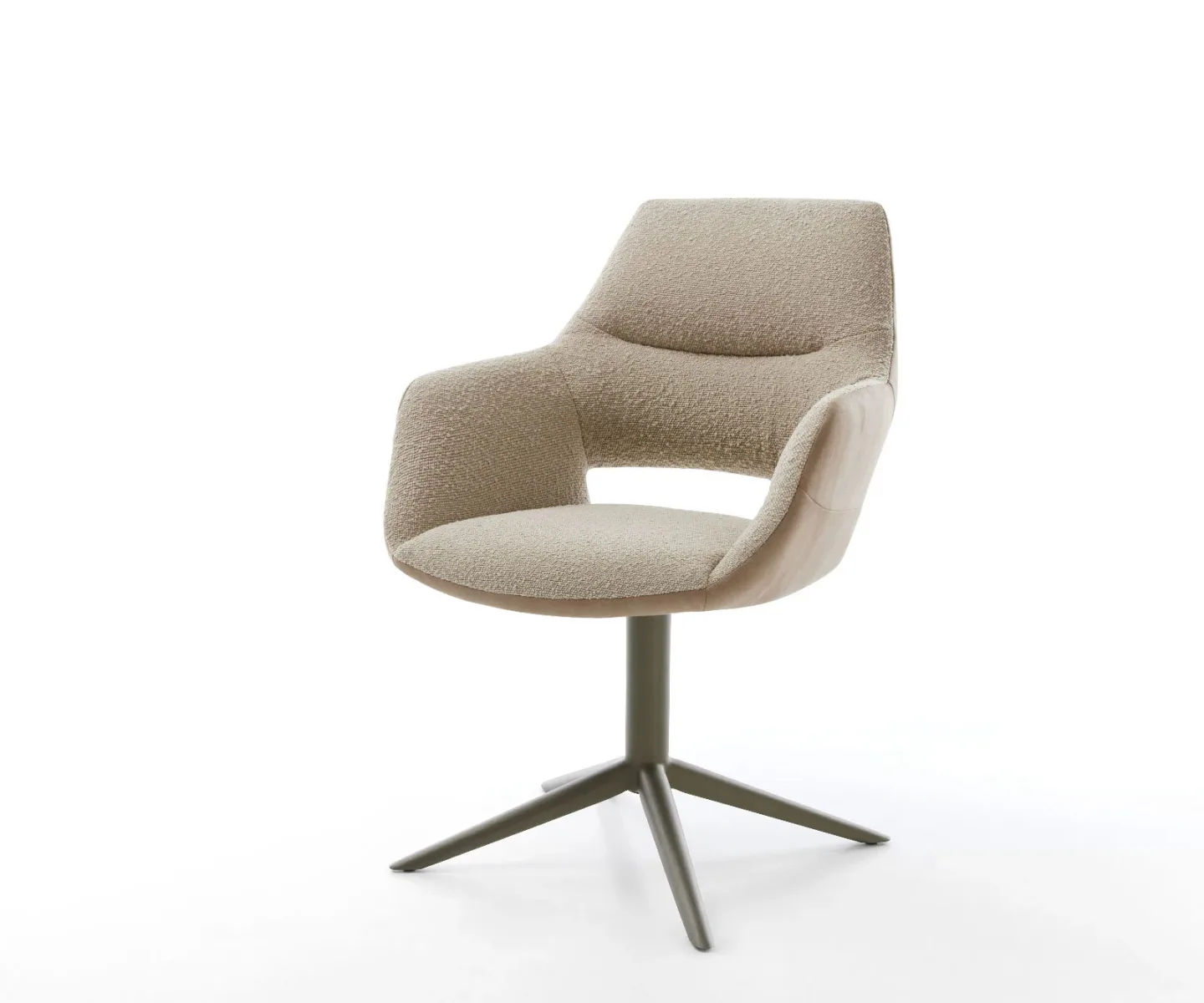 Drehstuhl Yago-Flex mit Armlehnen Materialmix Schlamm Fußkreuz Effektfinish Titan 360° drehbar Wippfunktion Taschenfederkern