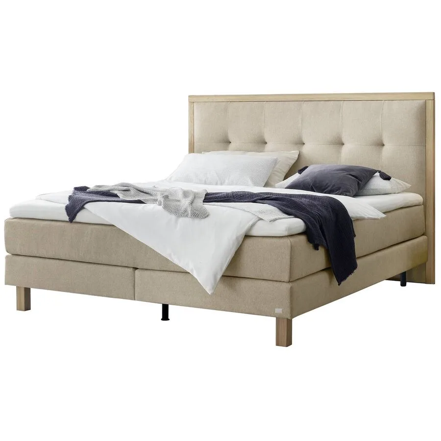 Hasena Boxspringbett Solara sand Stoff 160 x 200 cm