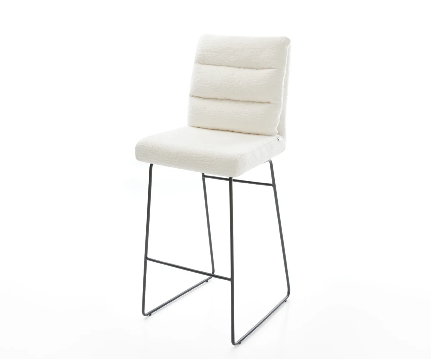 Barstuhl Pela-Flex Bouclé Soft Beige Kufengestell Metall Schwarz