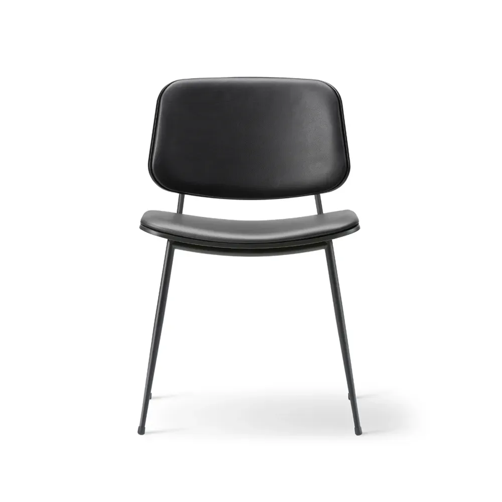 Fredericia Furniture Søborg 3062 Metallstuhl vollgepolstert Leder omni 301 schwarz-schwarz
