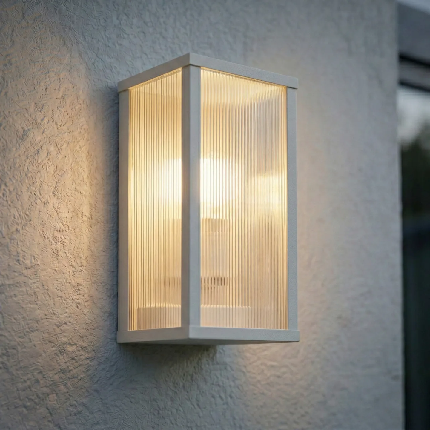 Peldar Außenwandlampe, 26cm hellgrau/geriffelt IP44 - Lindby - Terrasse - Modern - Aluminium - Einflammig