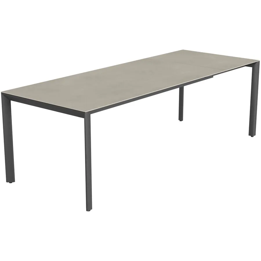 Gartentisch ausziehbar Tropea Keramik Grigio 180x90 cm - Farbe: Schwarz matt / Grigio - Material: Keramik/Stahl pulverbeschichtet - Möbel