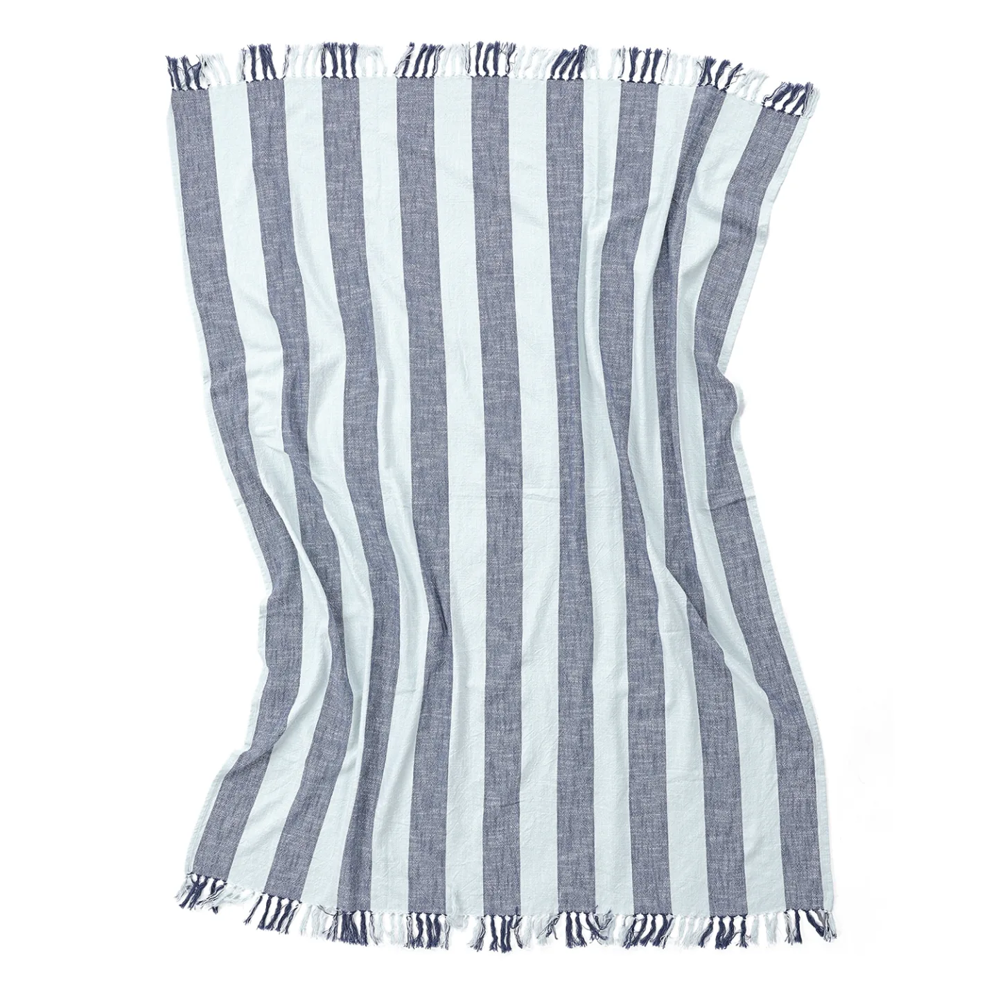 Pledd - Kora stripe cotton throw (marineblå/lyseblå) (Størrelse: 130 x 170 cm)