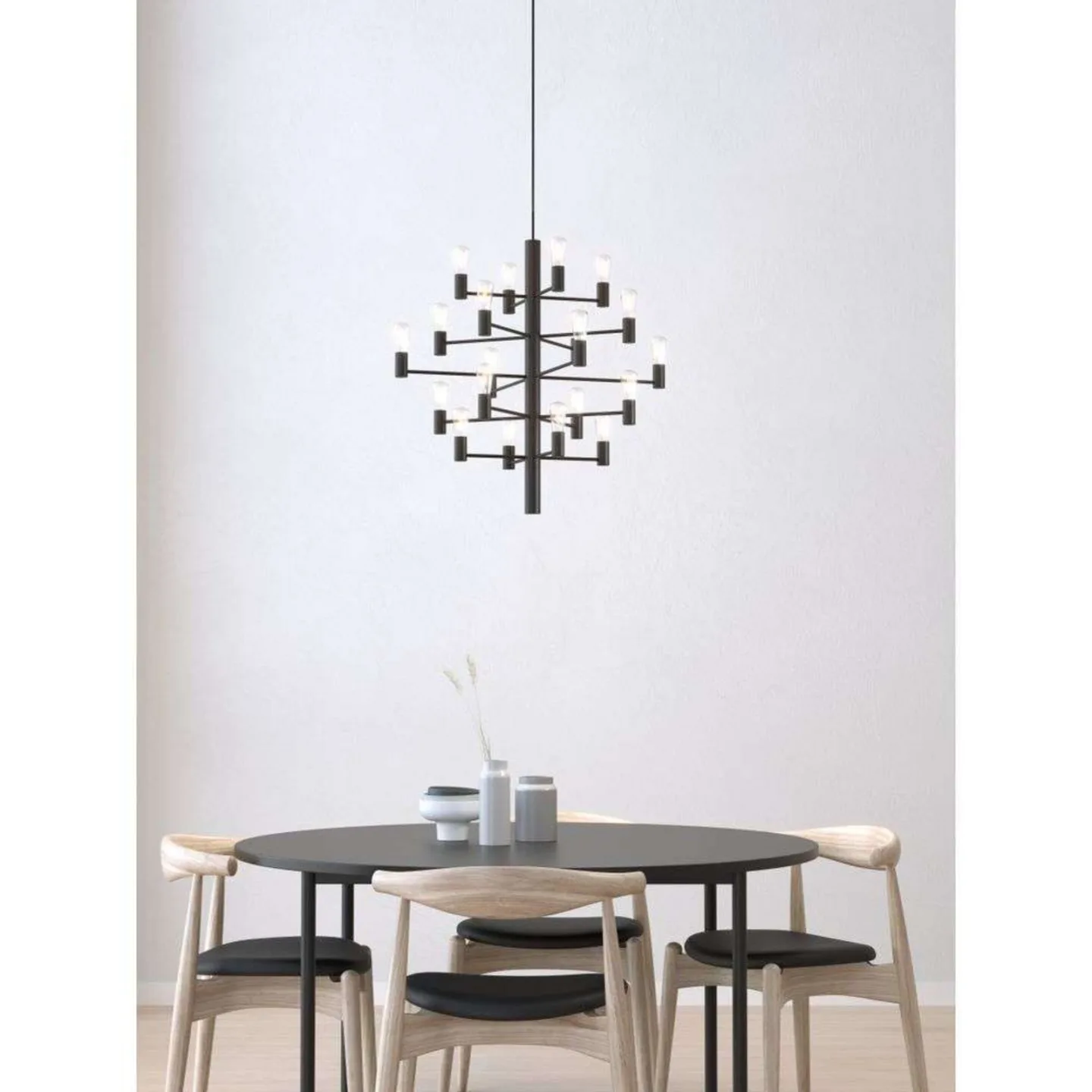 Manola 20 Kronleuchte Schwarz Dimmbar LED - Herstal - Esszimmer - Metall