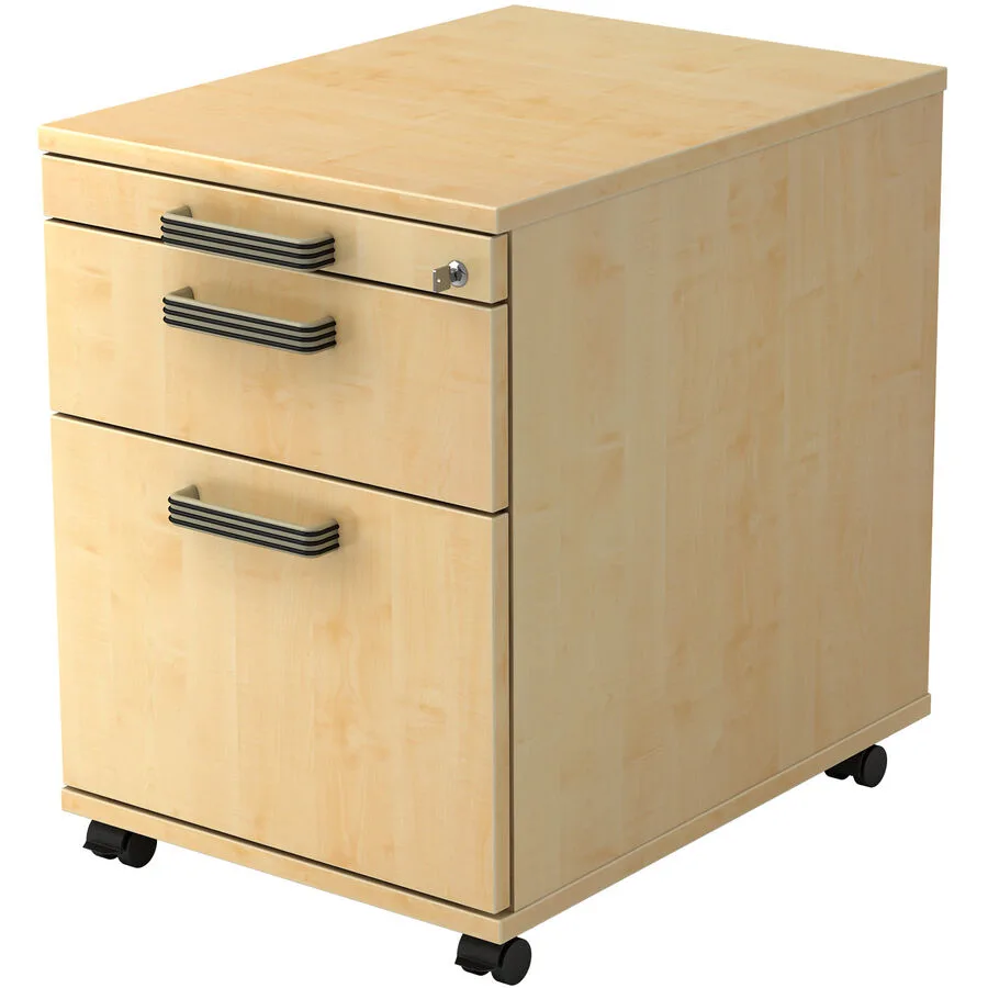 Rollcontainer Office Ahorn Dekor/Aluminium gebürstet Holzwerkstoff B 42.8 H 59 cm