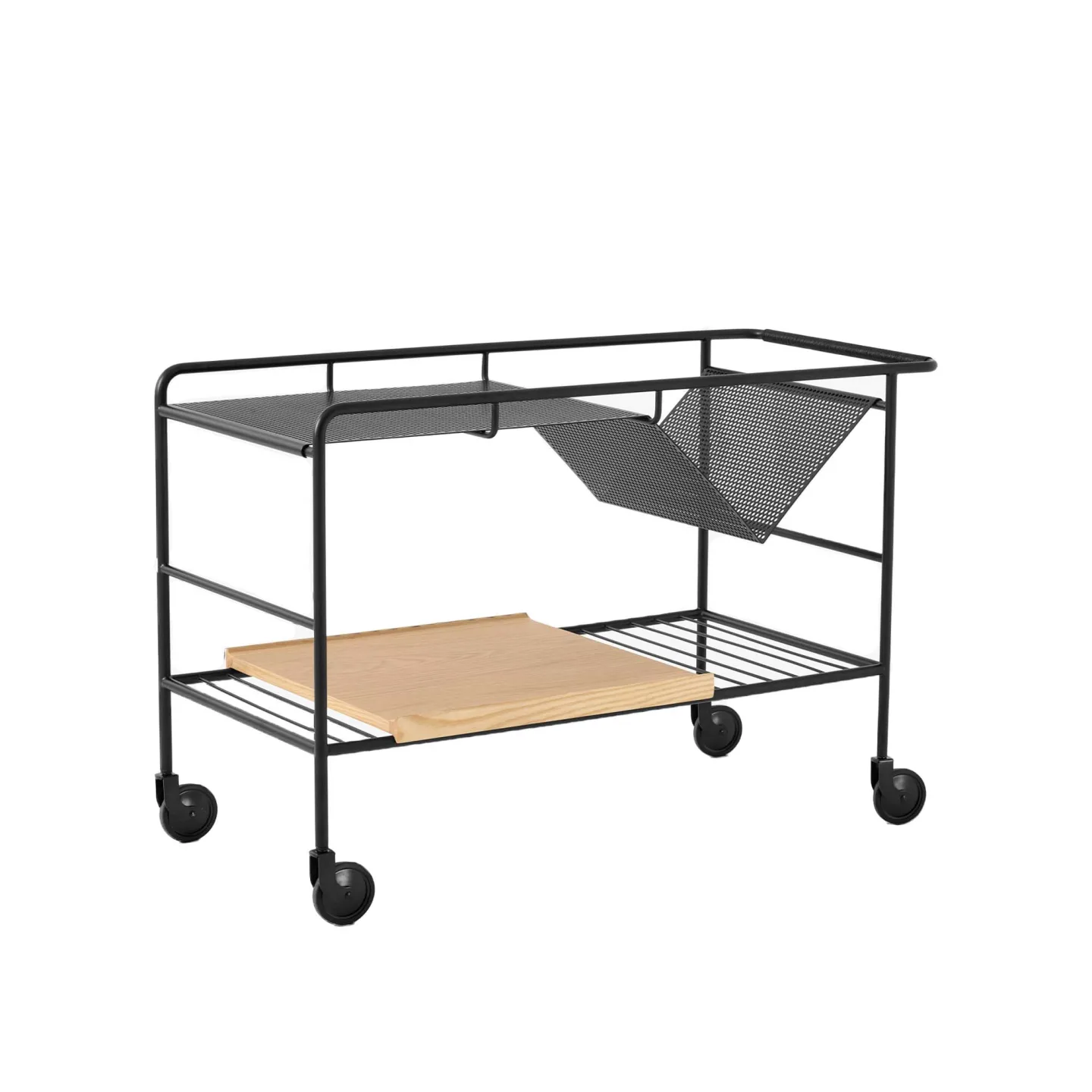 &Tradition - Alima Trolley NDS1 Matt Black / Lacquered Oak - Serveringsvagnar - Note Design Studio - Träfärgad - Metall/Trä