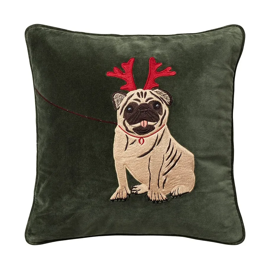 Chhatwal & Jonsson Holiday Dog Kissenbezug 50 x 50cm Waldgrün
