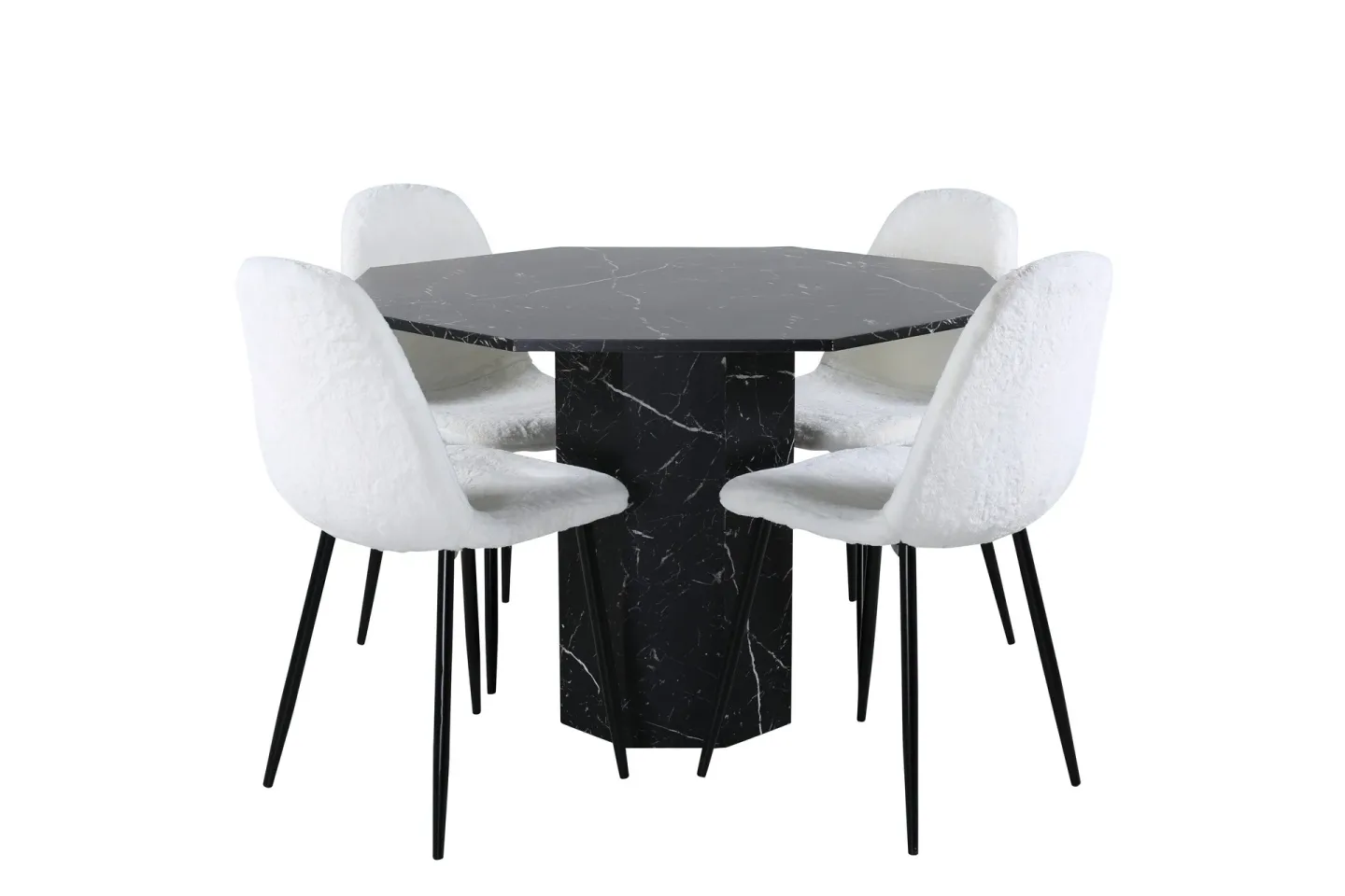 Marbs Matgrupp 110 cm Rund med 4 Polar stolar - Svart