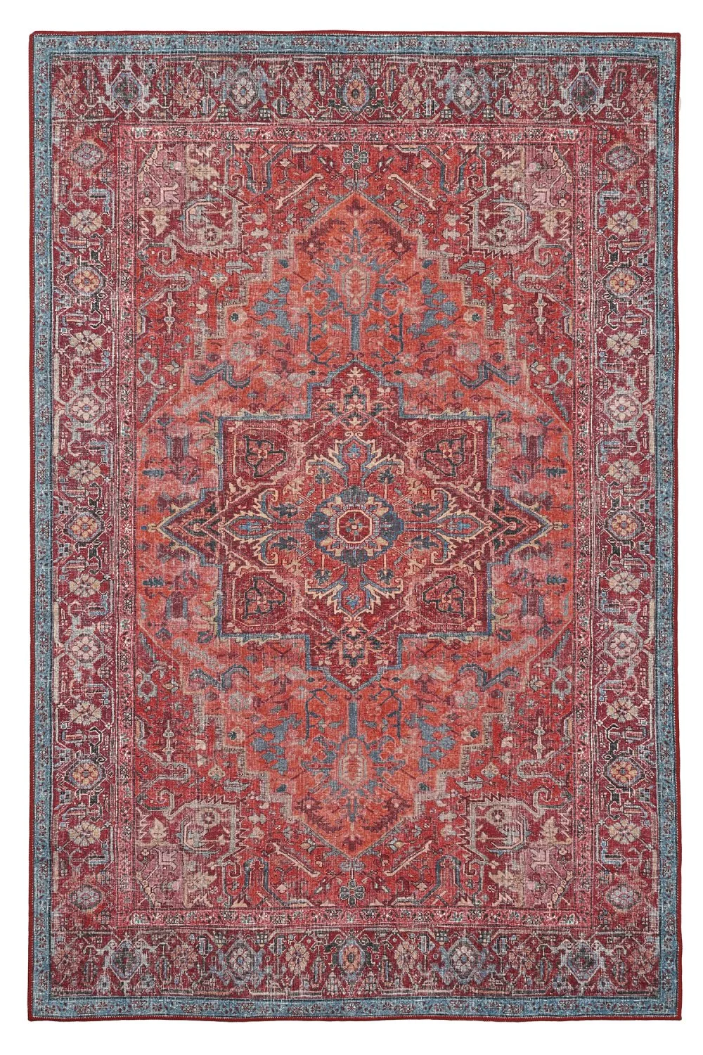 Flatvevd teppe - Birjand (rød) (Størrelse: 75 x 150 cm)