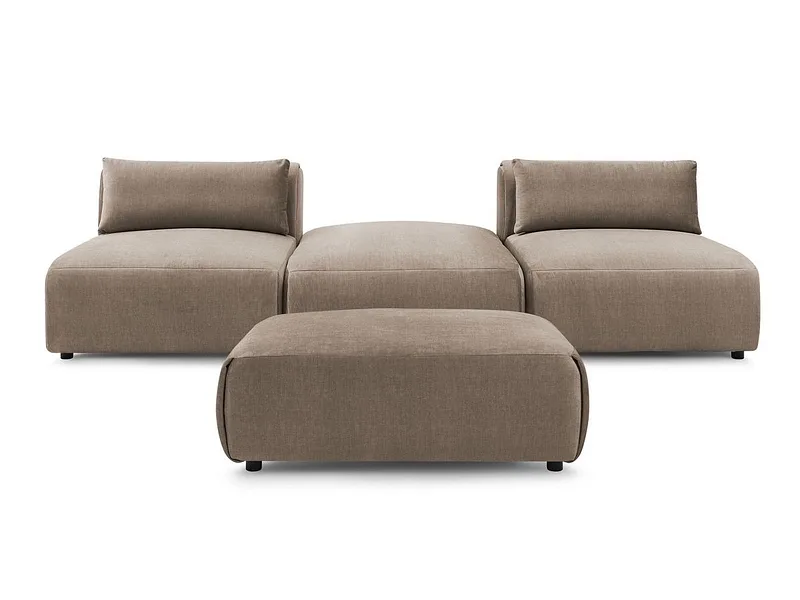 3er Sofa mit Hocker BOBOCHIC JEANNE Samt taupe