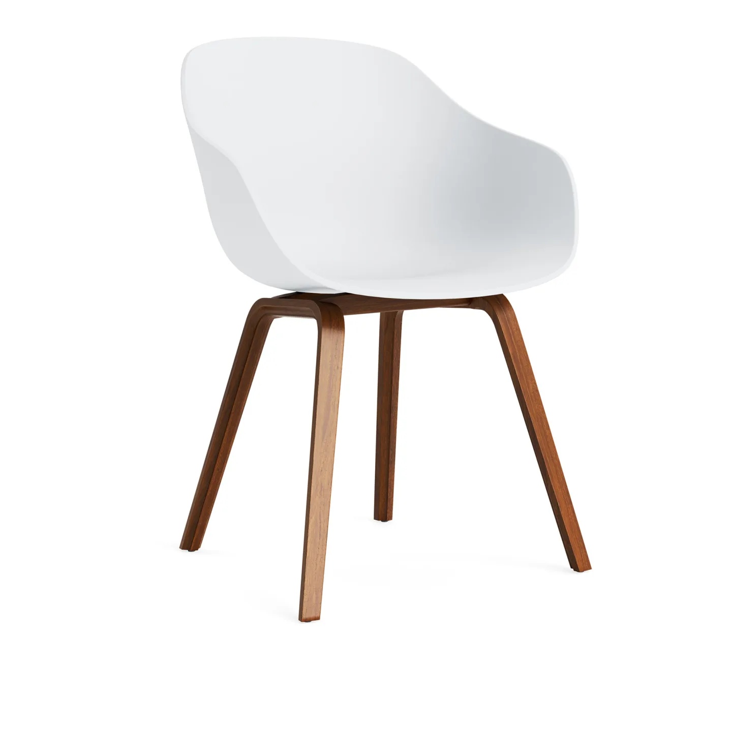HAY - AAC222 Chair WB Lacq Walnut Base White 2.0 Shell - Matstolar - Hee Welling - Vit - Trä/Plast