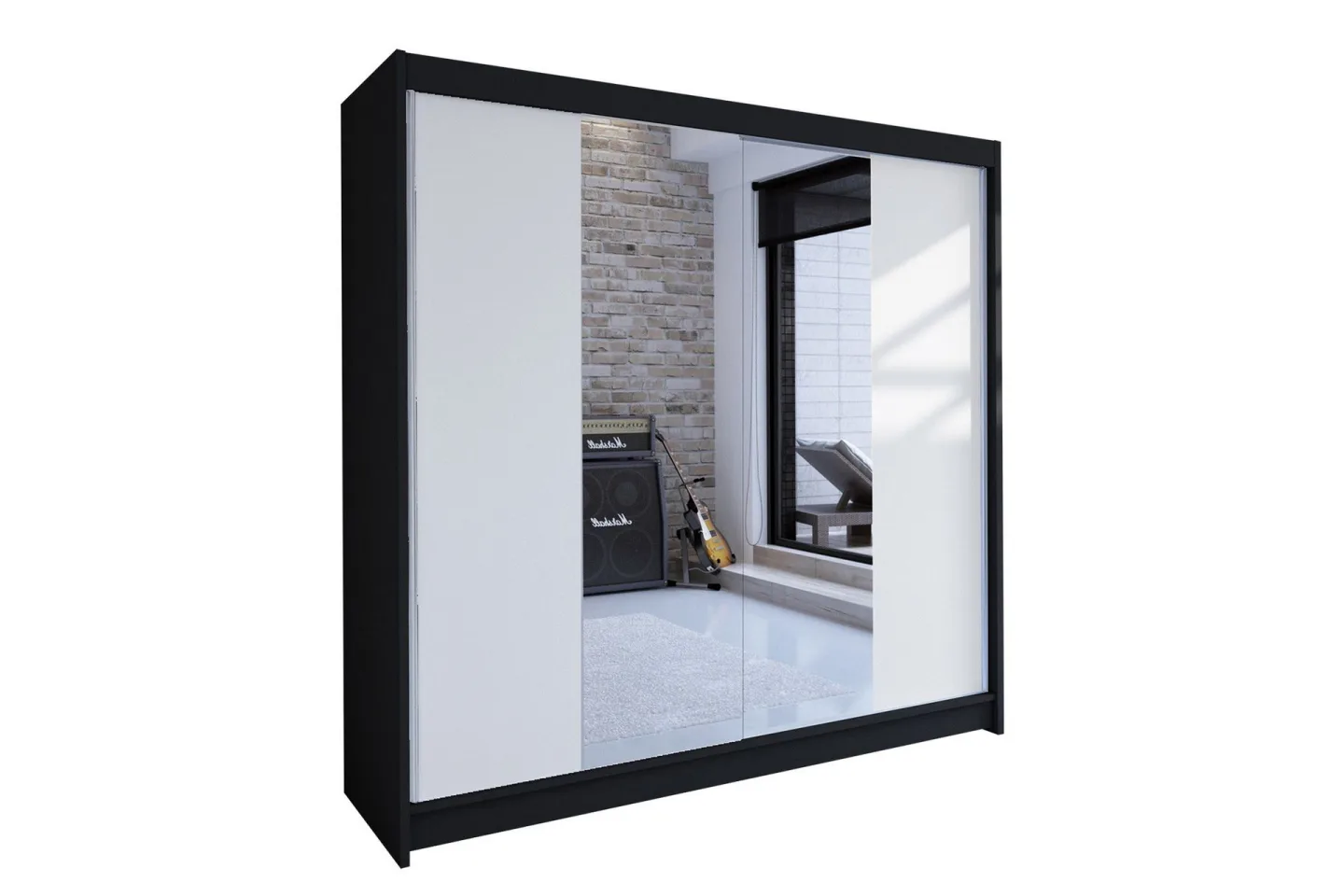 Talin Garderob 180x58x215 cm LED-belysning - Svart/Vit