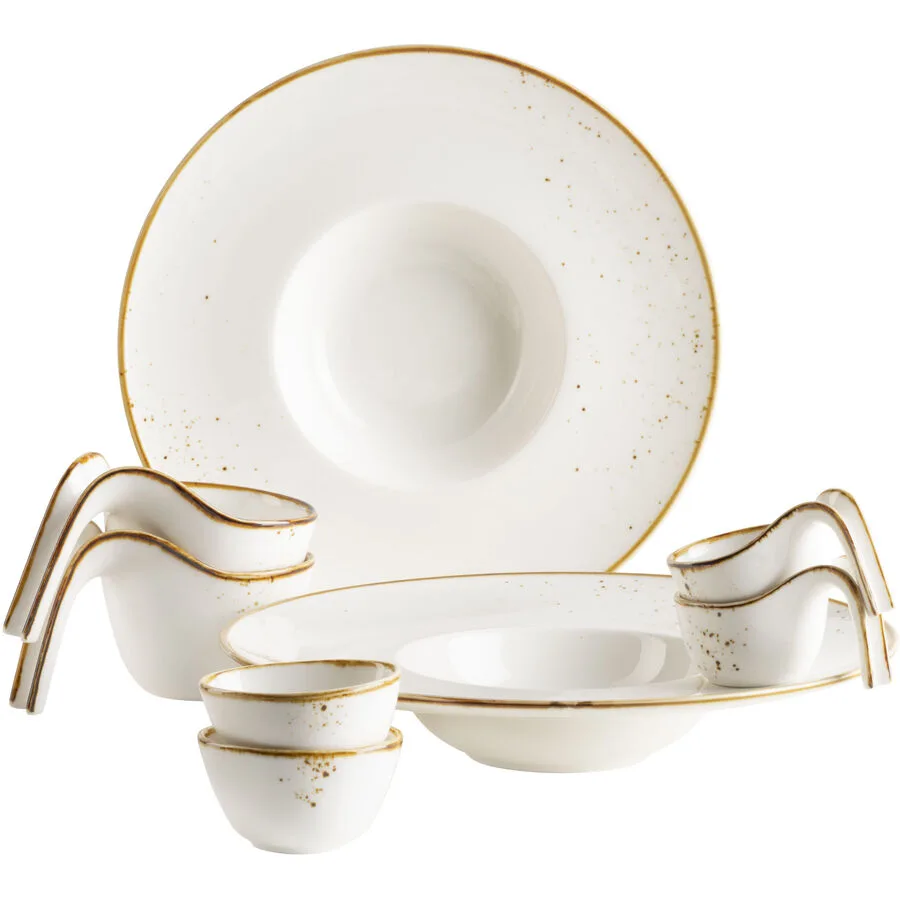 MÄSER Geschirr-Set Pintar weiss/braun Porzellan 8 Stk