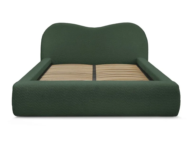 Kastenbett BOBOCHIC ORLANE 180x200cm boucle-stoff dunkelgrün