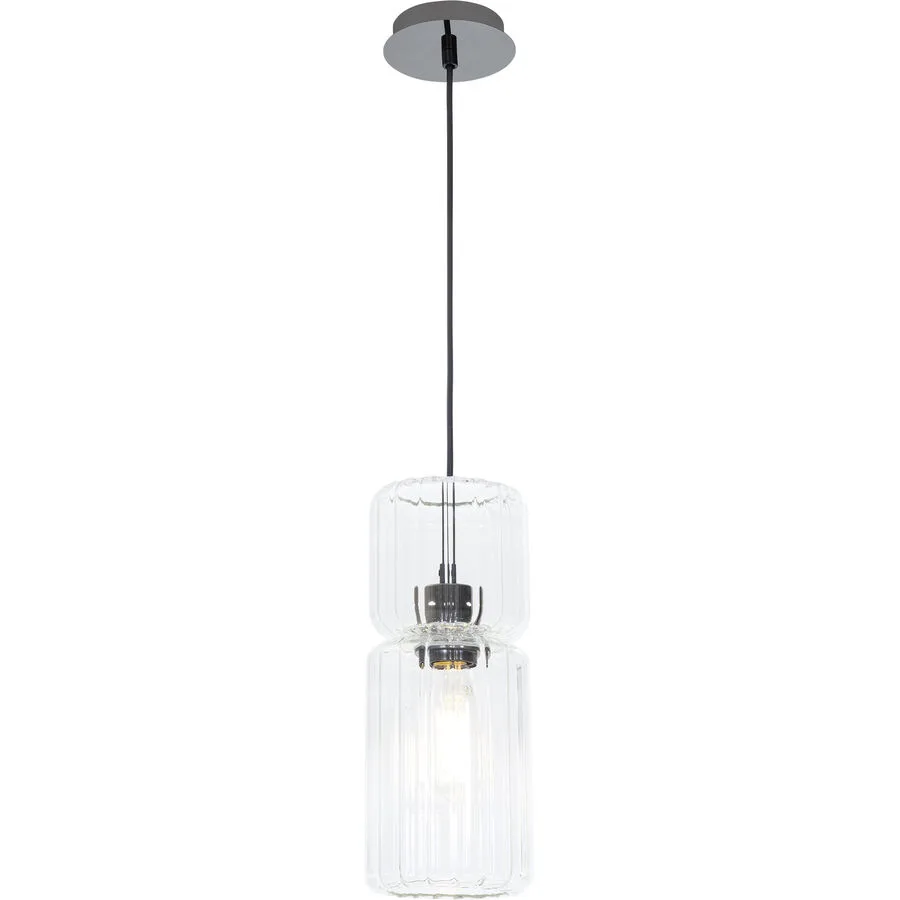 Pendellampe Harmon Grau/Transparent Glas/Metall 13.2 cm 120 cm - Farbe: Anthrazit matt/Transparent - Material: Metall/Glas