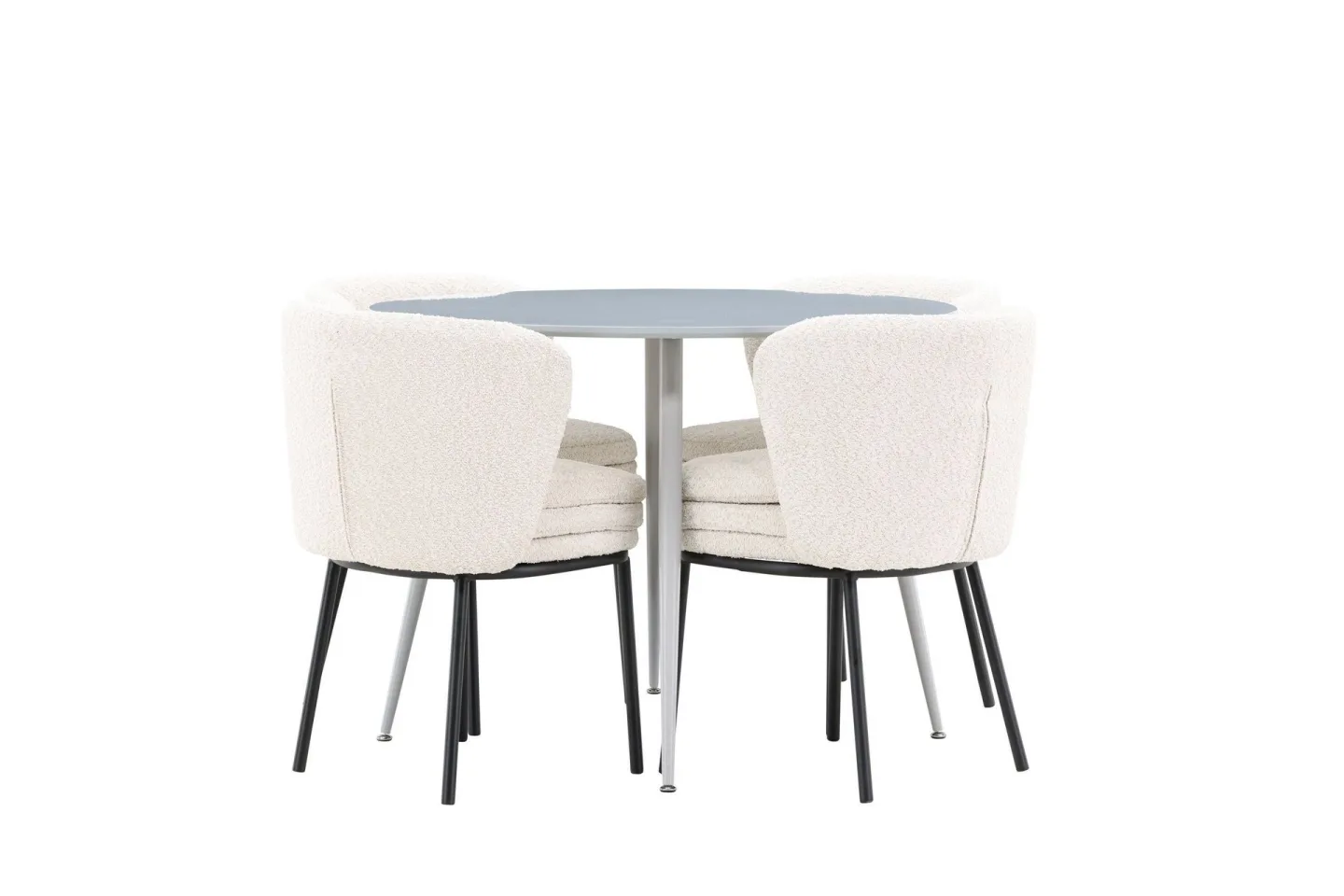 Plaza Matgrupp 100 cm Rund med 4 Agnes stolar - Grå/Vit