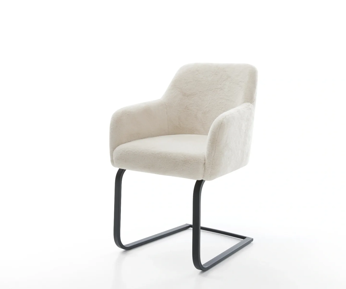 Freischwinger Greg-Flex Plüsch Creme-Weiß Freischwinger flach Schwarz Taschenfederkern