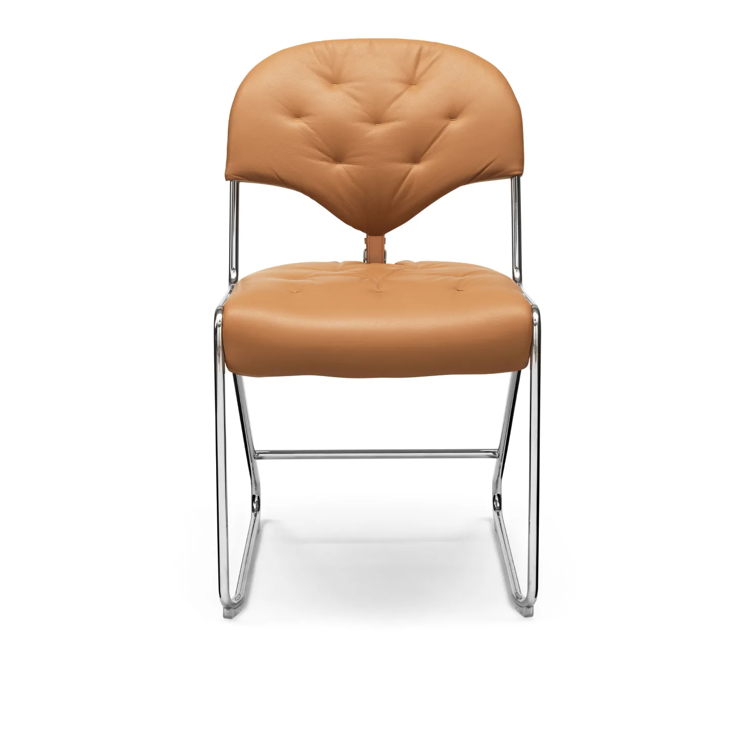 DUX - Sam Höjd 48 cm Läder Naturale Camel / Plain 20 / Krom - Matstolar - Sam Larsson - Brun - Läder/Metall/Textilmaterial