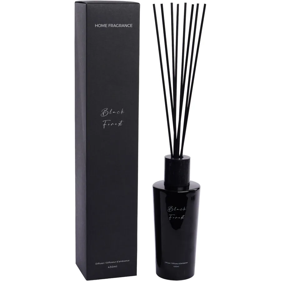 Diffusor Nathalie schwarz 430 ml - Material: Glas, Marmor, Rattan
