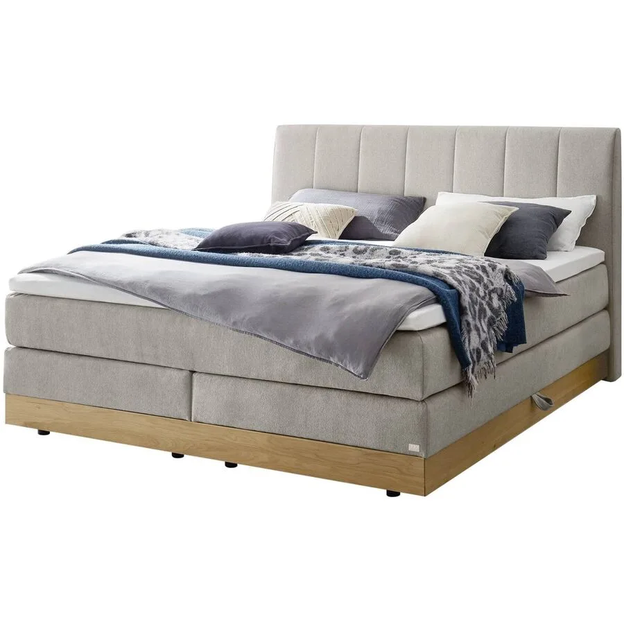 Hasena Boxspringbett Pedrosa Light Grey Stoff 180 x 200 cm