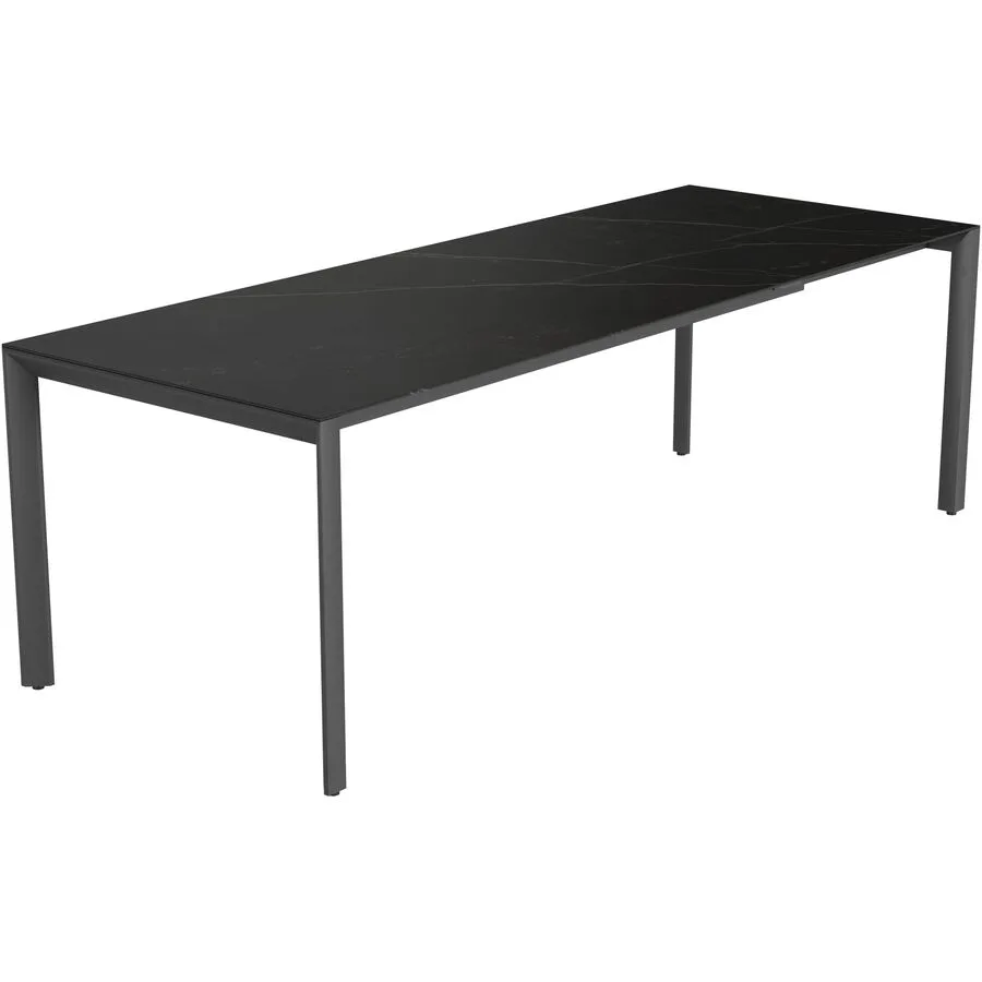 Gartentisch ausziehbar Tropea Schwarz matt / Kelya Mineralkeramik/Stahl pulverbeschichtet B 180 T 90 cm - Möbel Konfigurator: Traummöbel individuell