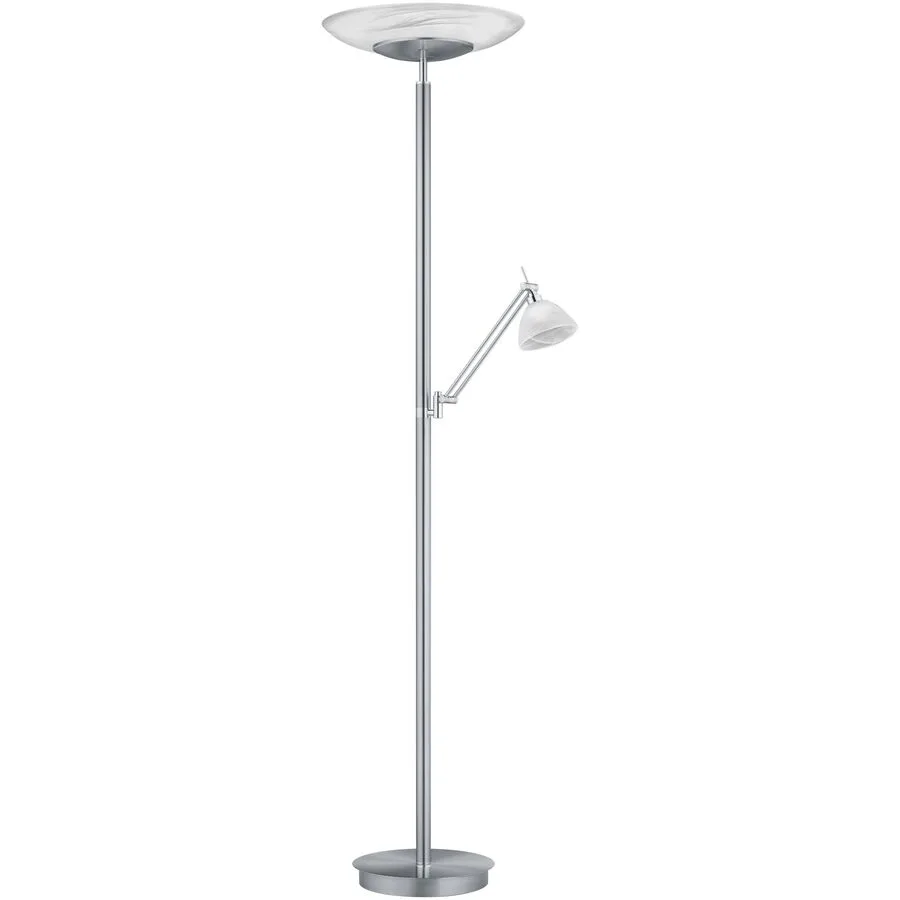Stehlampe Oriano Silber Chrom/Metall 42 cm 182 cm - Farbe: Nickel matt/Chrom abgesetzt - LED - Lichtfarbe: Extra warmweiss - Stehlampe- LED