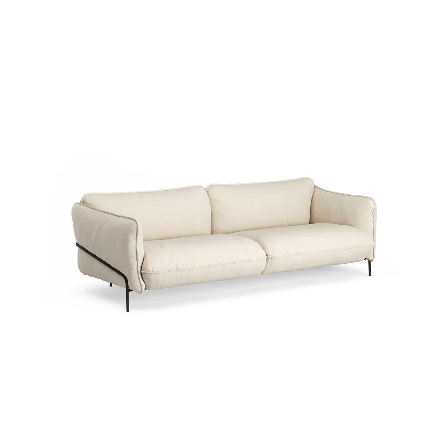 Swedese Continental Sofa Sealife Light beige/white-schwarz lackierter Stahl