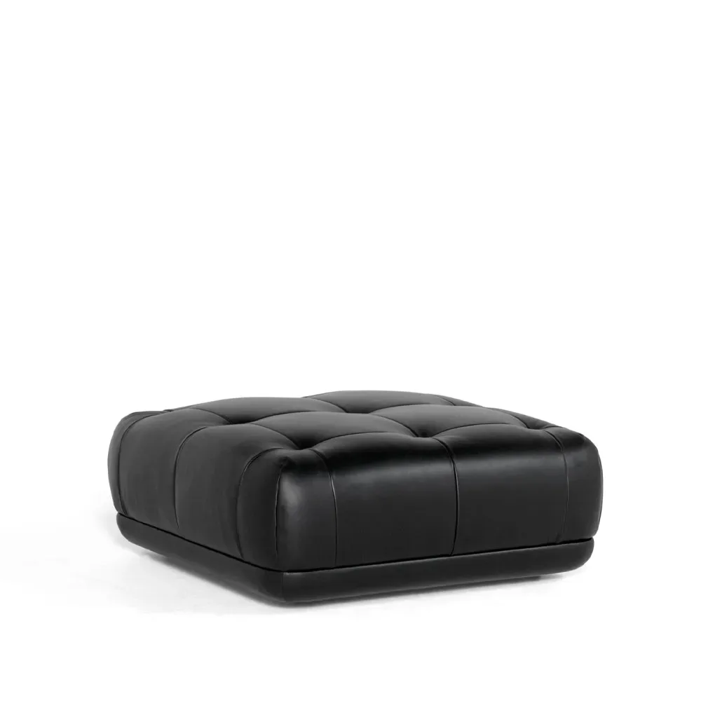 HAY Quilton Fußhocker Leder sense black