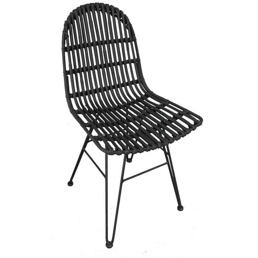 Schalenstuhl Tan schwarz Rattan, Metall