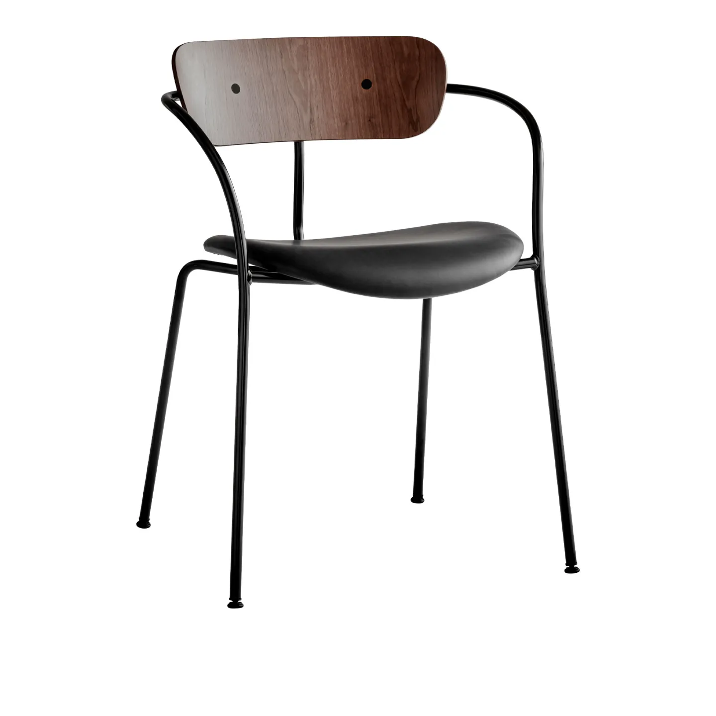 &Tradition - Pavilion AV4, Lacquered Walnut Leather cat.2, Noble Cognac - Matstolar - Anderssen & Voll - Metall/Trä