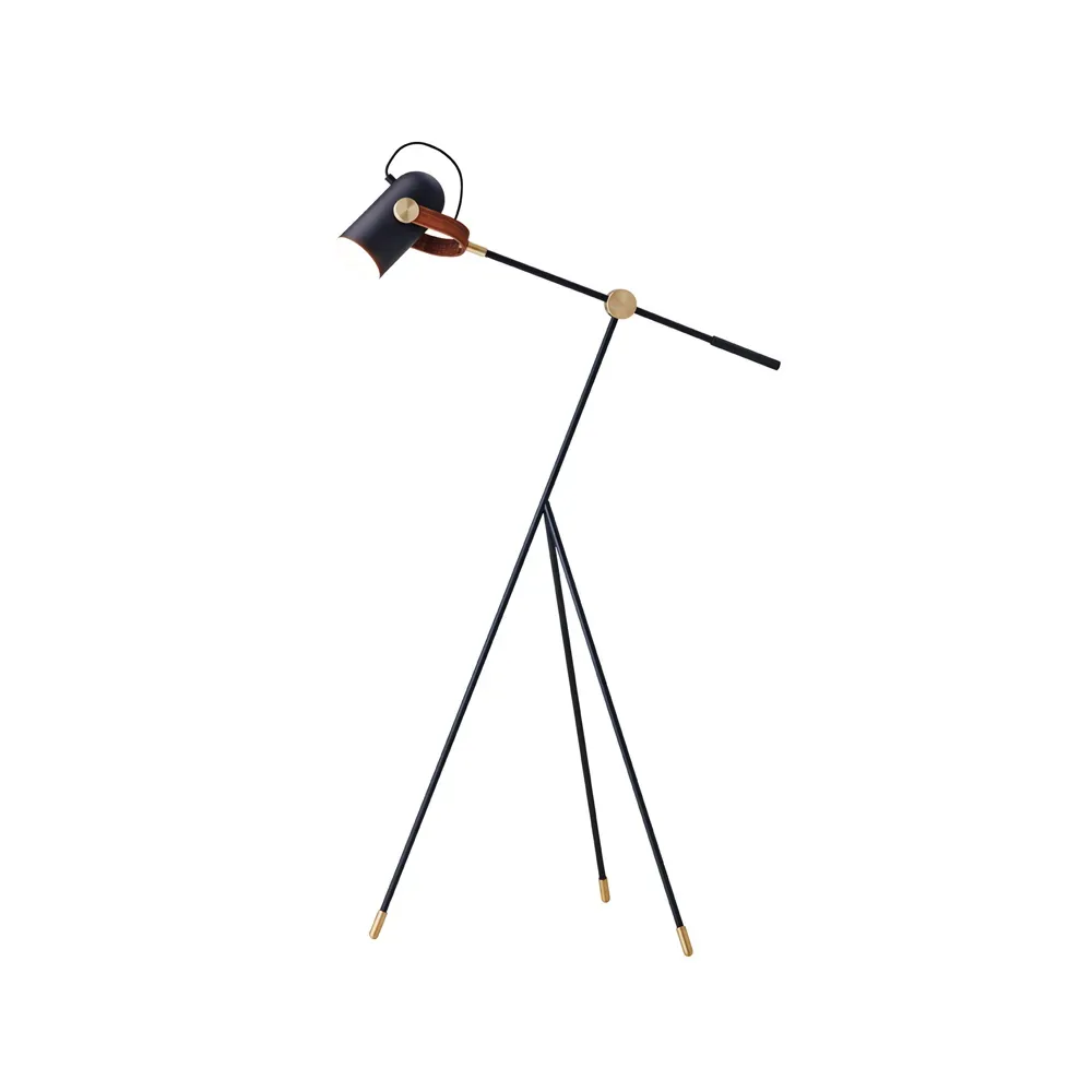 Le Klint Carronade golvlampa svart/valnöt, läslampa, alu./mässing
