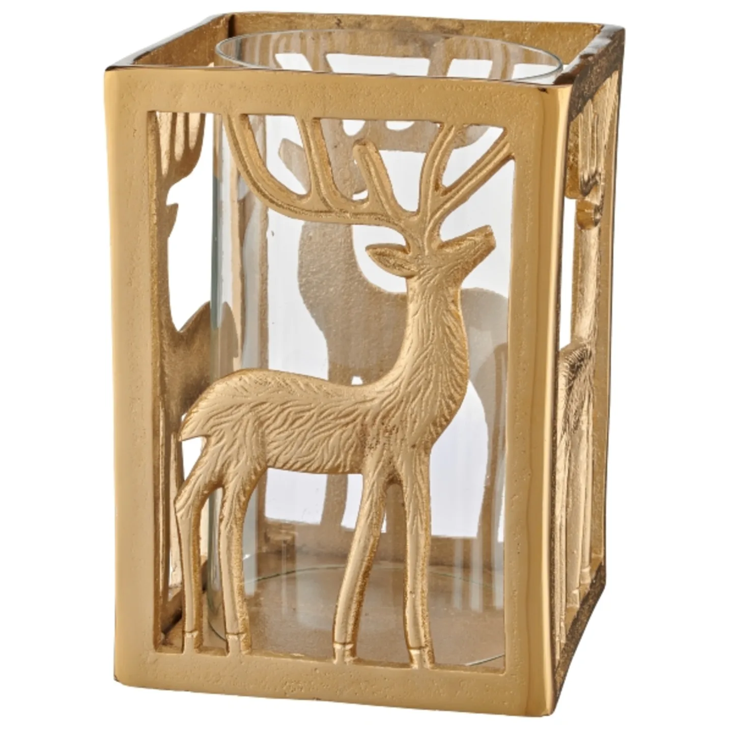 Gasper Windlicht Hirschmotiv, Gold | Schubiger Möbel