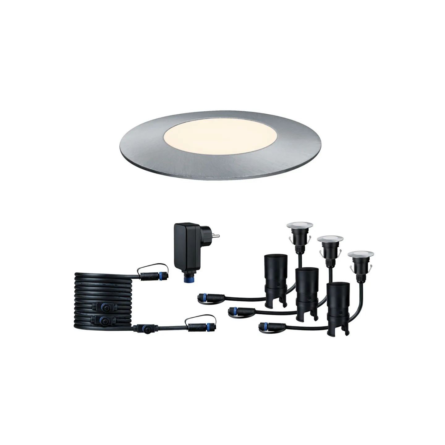 Plug & Shine 3 LED Nedgravningsspot Floor Mini IP67 Silver - Paulmann - Moderne - Metal - Med én lyskilde