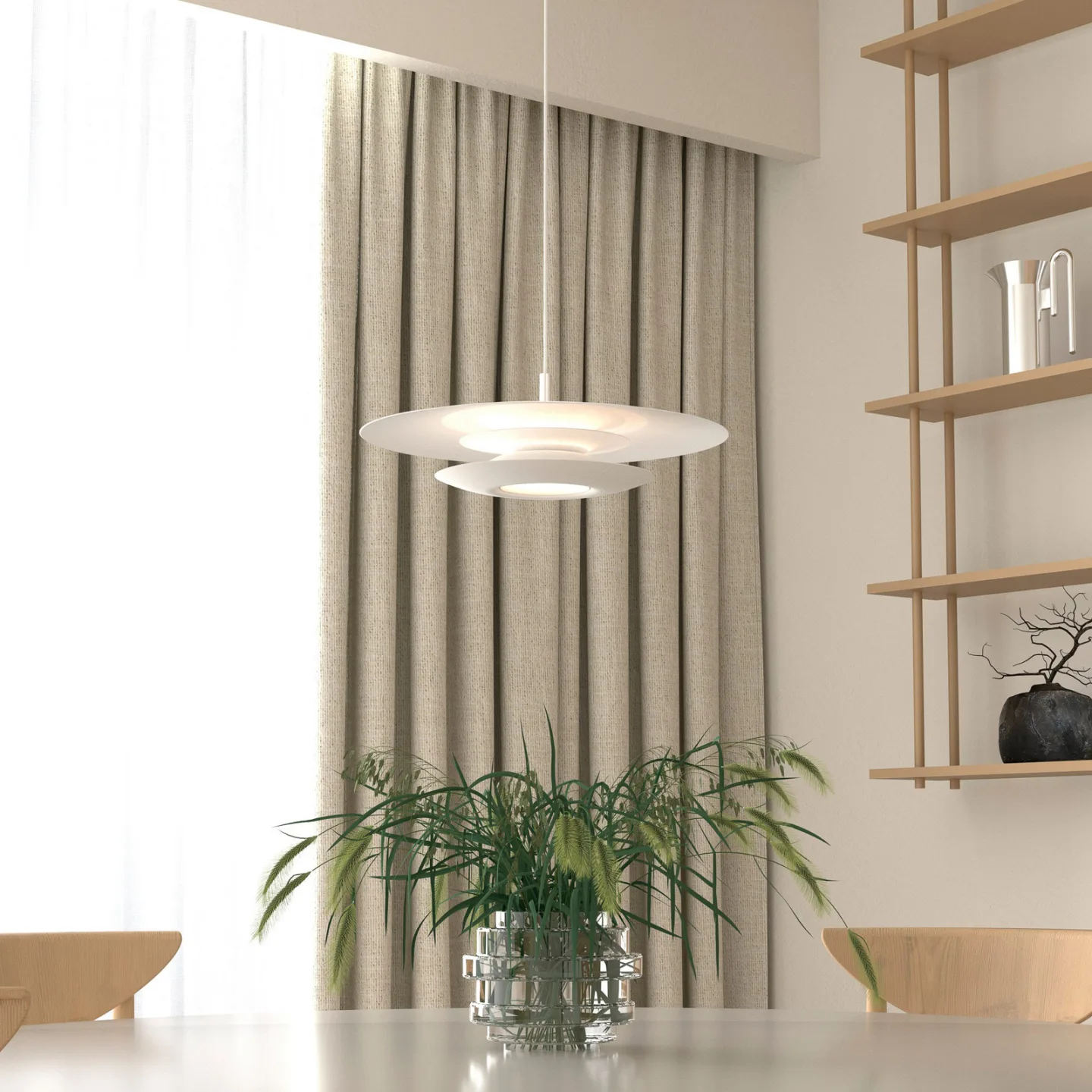 Eclipse hengelampe, Ø 43 cm, hvit, metall, G9 - Belid - Stue - Design - Med en lyskilde