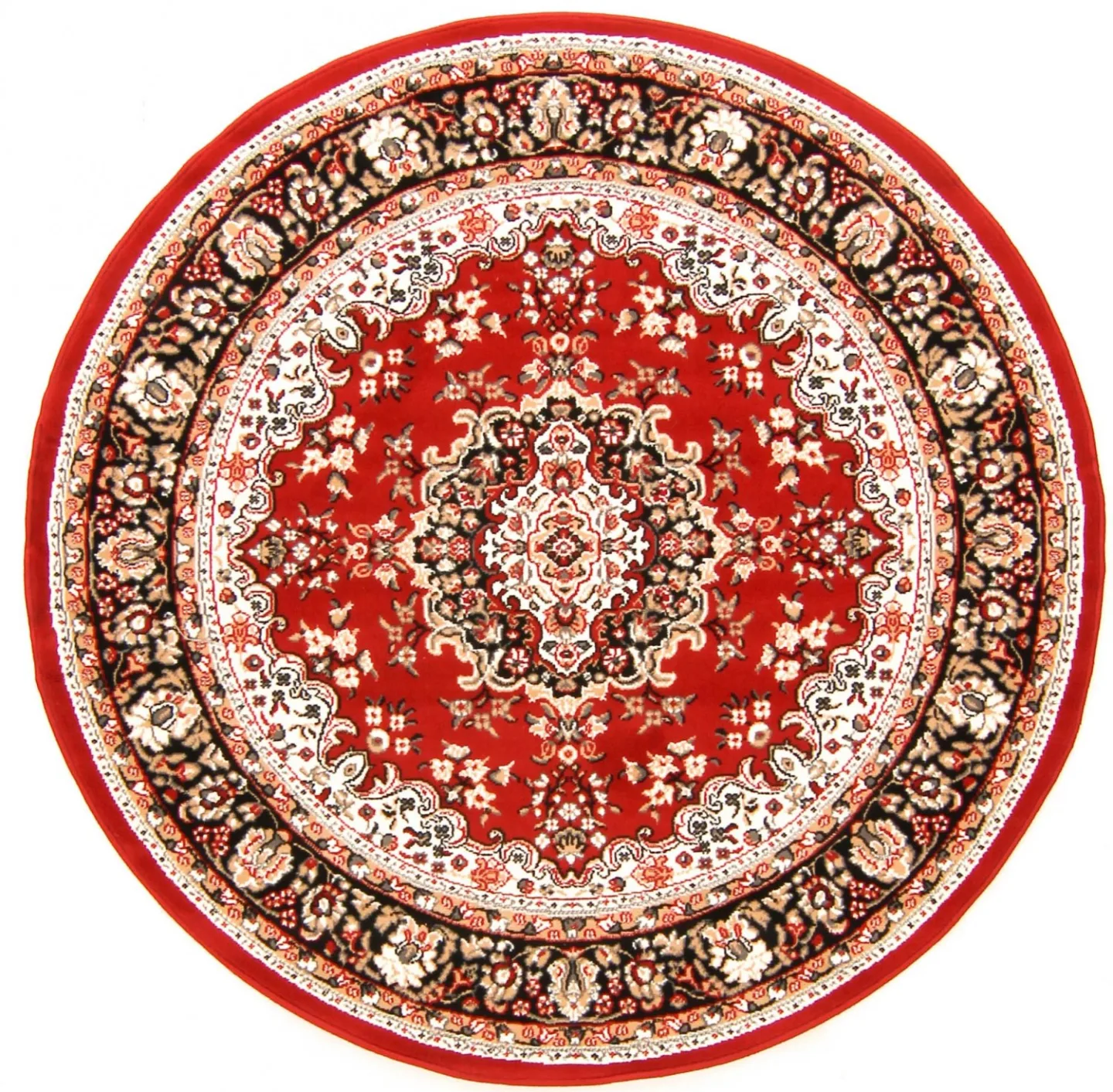 Rundt teppe - Peking (rød) (Størrelse: Ø 120 cm)