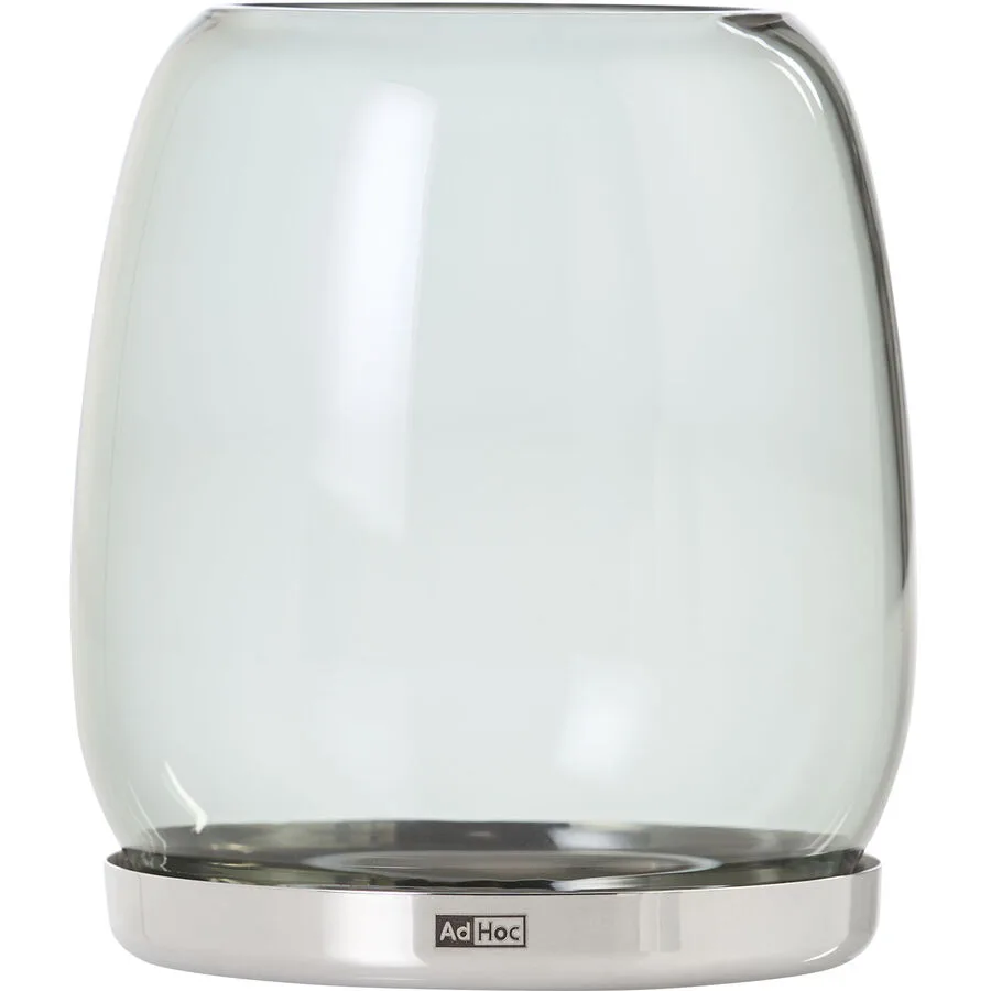 Windlicht Yuna grau, transparent Glas D 10.5 H 13 cm