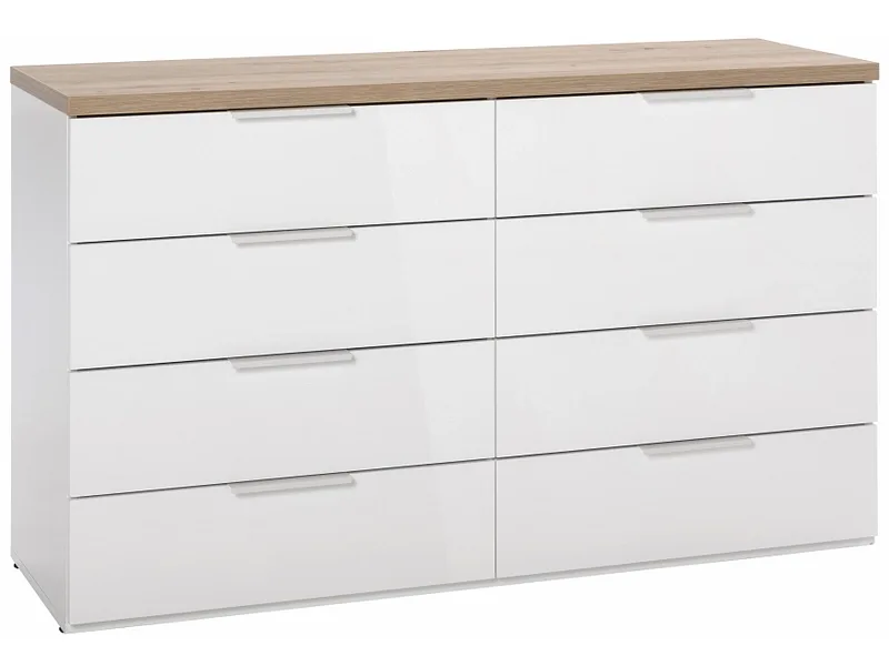 Kommode MUNDI 8 Schubladen 44.4x136.3x82.6cm weiss glänzend melamin