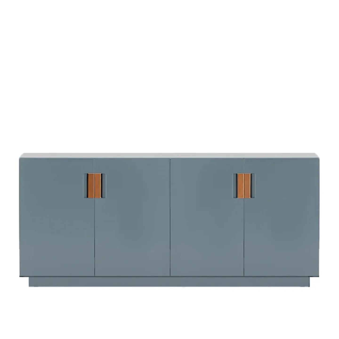 Asplund - Frame 160 Low Covered Doors - Nordic Blue / Cognac Leather - Skåp och vitrinskåp - Anya Sebton & Eva Lilja Löwenhielm 2011 - Blå - Läder