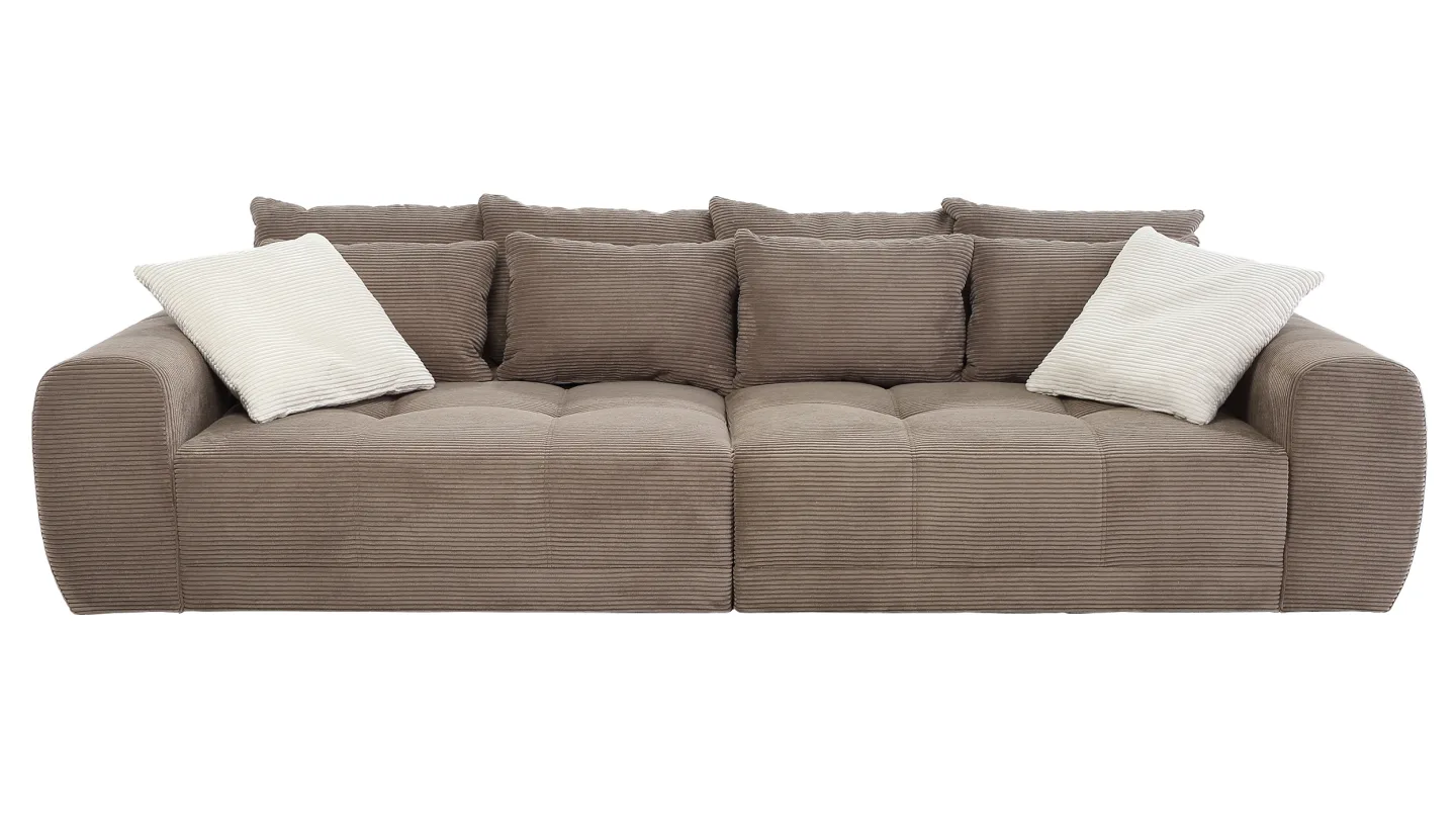 Big Sofa Cord taupe - 308 cm - Federkern - JANNI