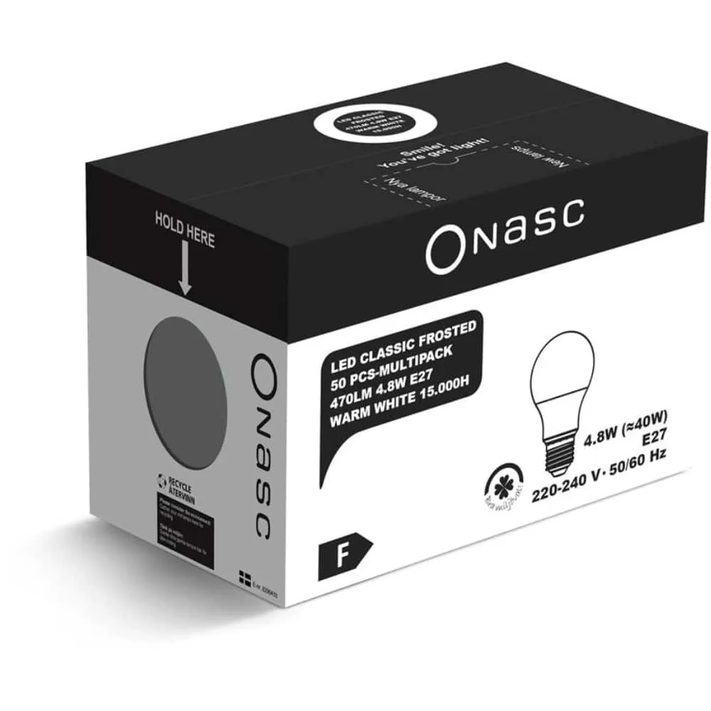 LED-lampa Classic 40 470lm 827 E27 50-Pack