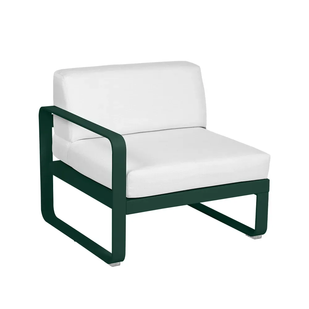 Fermob Bellevie Left modulsoffa Cedar green (grön), off-white dyna, 1-sits