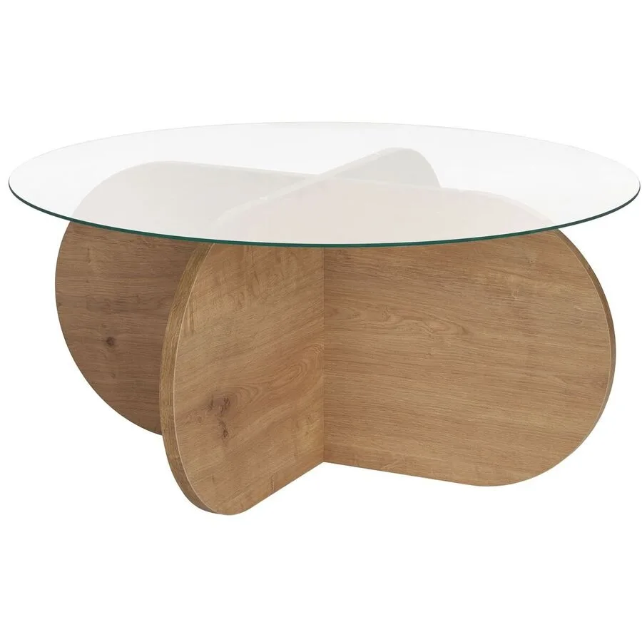Salontisch Georis eiche/transparent Glas/Holzwerkstoff B 75 H 35 cm