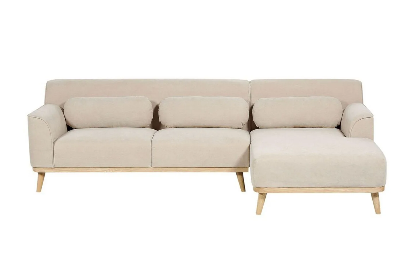 Bree Hörnsoffa 3-sits - Beige/Ljust trä