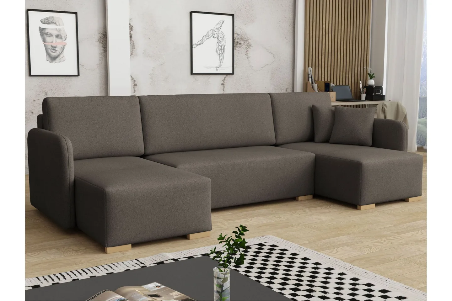 Amelus Bäddsoffa Dubbeldivan 4-sits - Brun