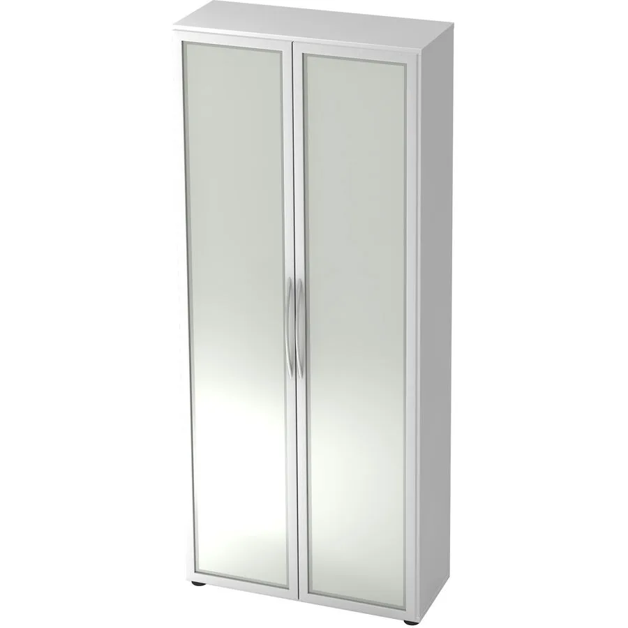 Aktenschrank Office silber, semi transparent, weiss Holzwerkstoff, Glas, Metall B 80 H 188 cm